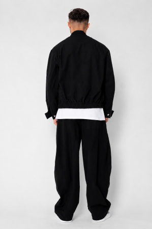 Set Oversized Windbreaker Jacheta cu fermoar si pantalon lung din fas Black [2]