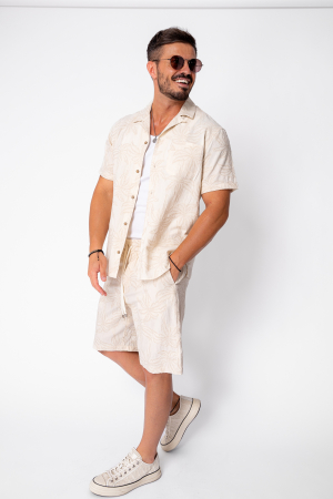 MEN - Set Palm Shirt and Shorts Knitted Beige