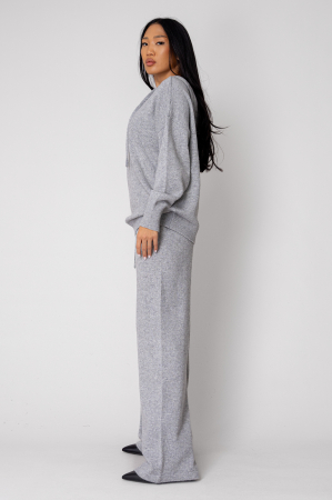 Set Pulover cu gluga si Pantalon lung mix de lana Grey [1]