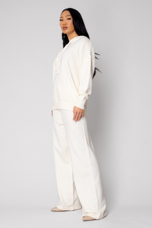 Set Pulover cu gluga si Pantalon lung mix de lana Off White [1]