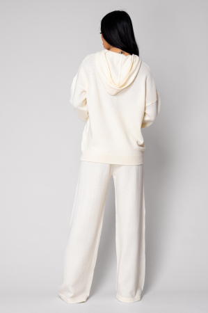 Set Pulover cu gluga si Pantalon lung mix de lana Off White [2]