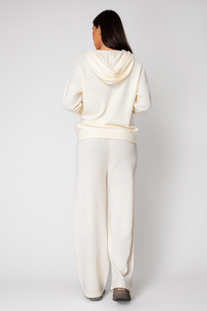 Set Pulover cu gluga si Pantalon lung mix de lana Off White [2]