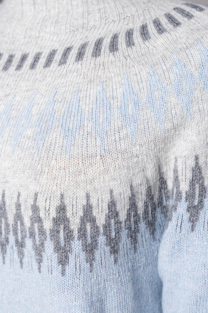 Set Pulover cu guler inalt si Pantalon lung mix de lana si casmir Sky Blue/Grey [4]