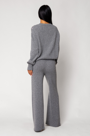 Set Pulover si Pantalon lung mix de lana si casmir Grey/Pink [3]