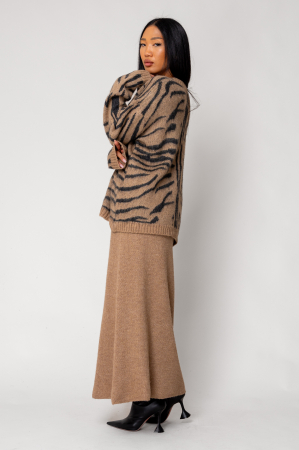 Sweater and Long Skirt Set Black/Brown [2]