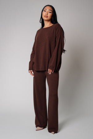 FEMEI - Set Lorelle mix lana si casmir Brown I