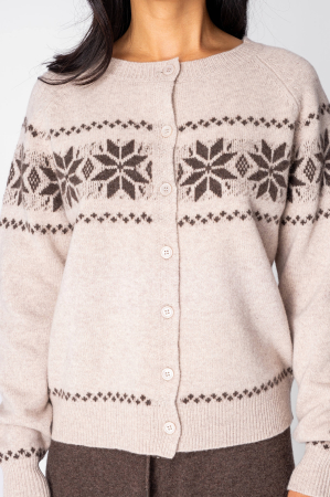 Set Pulover si pantalon lung din 100% Lana, Brown/Beige [4]