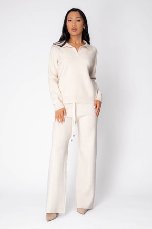 FEMEI - Set Pulover si pantalon lung Cream