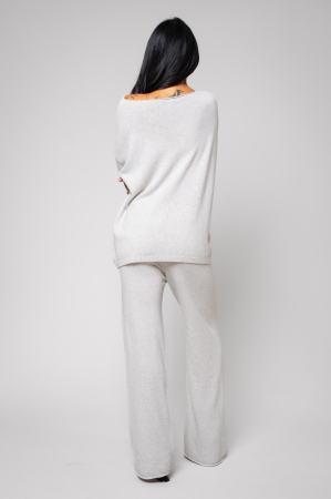 Wool and cashmere mix sweater and long pants set Grey I [3]