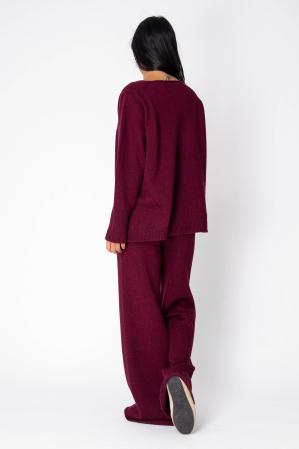 Set Pulover si Pantalon lung mix de lana si casmir Burgundy [1]