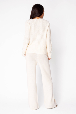 Set Pulover si Pantalon lung mix de lana si casmir Off White [1]