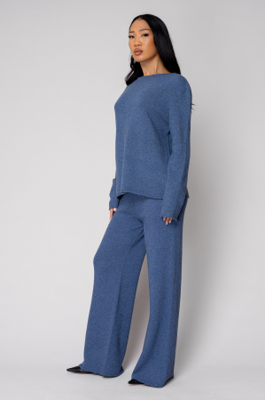 Set Pulover si Pantalon lung mix de lana si casmir Blue [1]