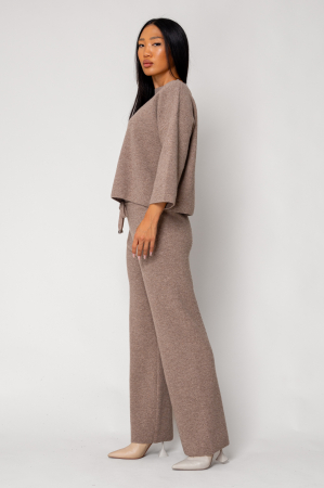 Set Pulover si Pantalon lung 100% Lana, Light Brown [1]