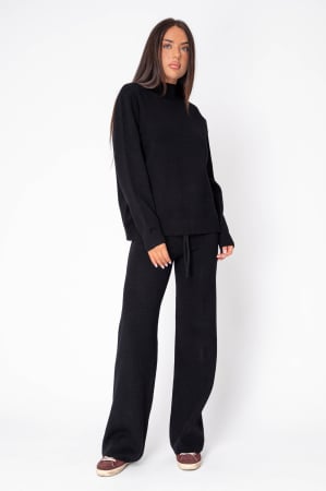 FEMEI - Set Pulover si Pantalon lung tricotat Black