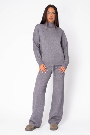 FEMEI - Set Pulover si Pantalon lung tricotat Grey