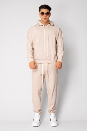Set Ripped hanorac si pantalon Beige [1]