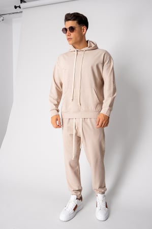 NOUTATI - Set Ripped hanorac si pantalon Beige