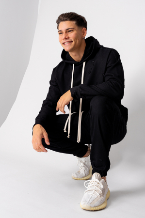 NOUTATI - Set Ripped hanorac si pantalon Black