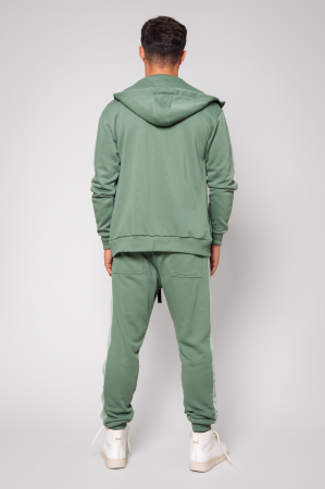 Set Rock Duo hanorac cu fermoar si pantalon conic Dark Olive [2]