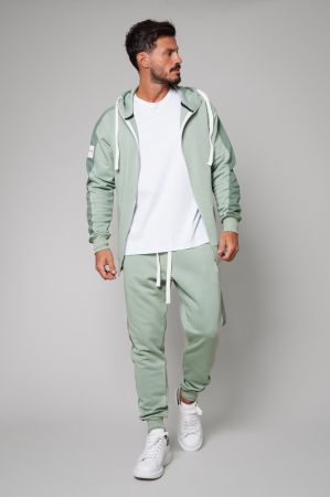 Set Rock Duo hoodie with zipp and tapered pants Light Olive [1]