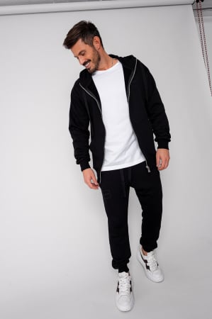 PROMOTII - Set Rock hanorac cu fermoar si pantalon conic New Black
