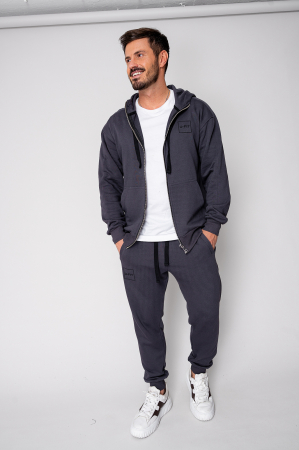 PROMOTII - Set Rock hanorac cu fermoar si pantalon conic New Grey Antracite