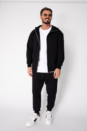 BARBATI - Set Roll hanorac cu fermoar si pantalon conic Black
