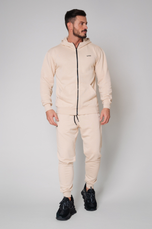 MEN - Set Roll Hoody with zipper and Tapered pants Light Beige