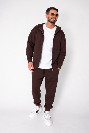 Set Roll hanorac cu fermoar si pantalon conic Brown [1]