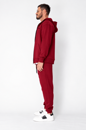 BARBATI - Set Roll hanorac cu fermoar si pantalon conic Burgundy