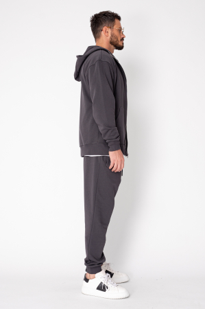 Set Roll hanorac cu fermoar si pantalon conic Grey Anthracite [2]