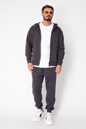 Set Roll hanorac cu fermoar si pantalon conic Grey Anthracite [1]