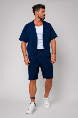 Set Sacou cu maneca scurta si pantalon scurt Navy [0]