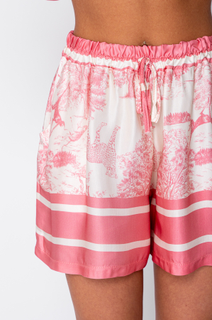 Set Shells bluza si pantalon scurt din mix matase Off White/Rose [5]