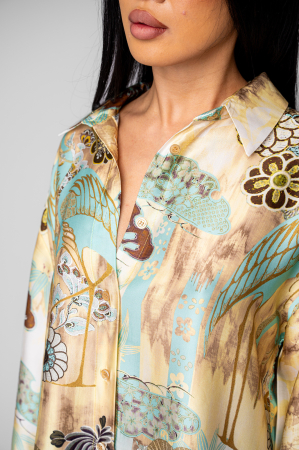 Set Shells Camasa si pantalon lung din mix matase Beige [3]