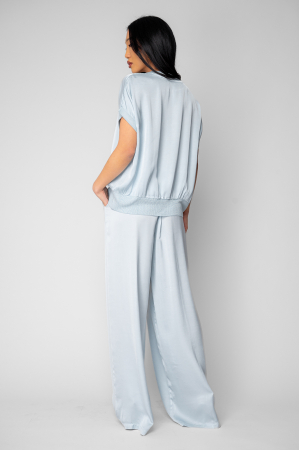 Set Bluza si pantalon lung din mix matase Sky Blue [1]