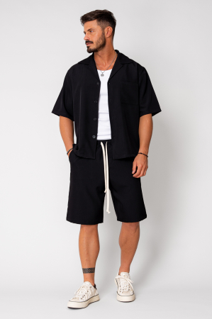 PROMOTII - Set camasa maneca scurta si pantalon scurt Black II