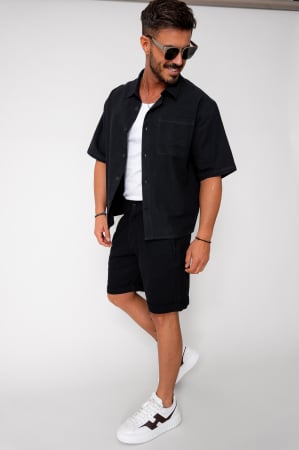 Seturi de Vara - Set Sole camasa si pantalon scurt Black