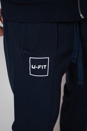 Set Square Hoody with zipper and Tapered pants Navy [4]