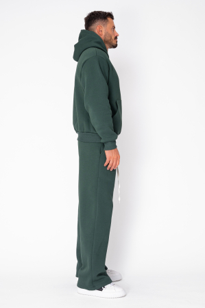 Street Winter sweatshirt and straight pants set Bottle Green [2]