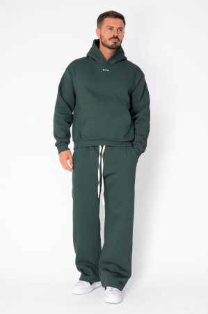 Street Winter sweatshirt and straight pants set Bottle Green [1]