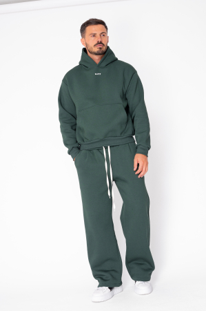 MEN - Street Winter sweatshirt and straight pants set Bottle Green