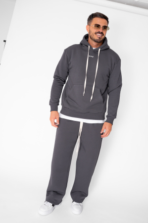 MEN - Street Winter sweatshirt and straight pants set Grey Anthracite
