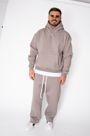 MEN - Street Winter sweatshirt and straight pants set Taupe