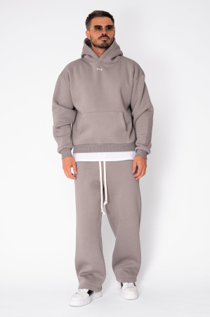 Street Winter sweatshirt and straight pants set Taupe [4]