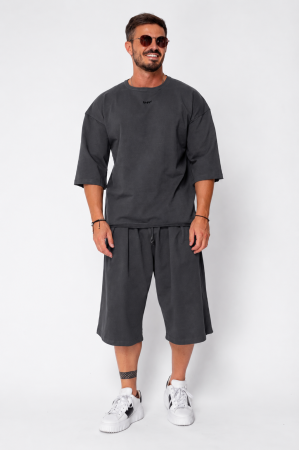 MEN - Set Summer Flex Oversized T-Shirt and Short Baggy Pants Grey Anthracite