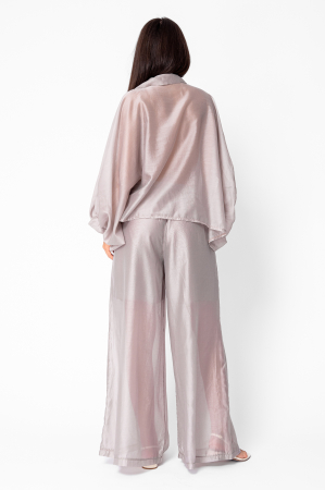 Set Summer Shells camasa si Pantalon lung din mix matase Taupe [2]