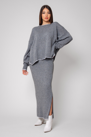 FEMEI - Set Sylvie cu fusta mix lana si casmir Grey