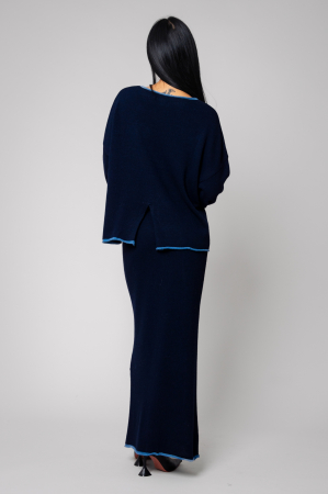 Set Sylvie cu fusta mix lana si casmir Navy [3]