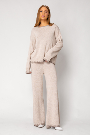 Women - Beige wool and cashmere mix Talline set